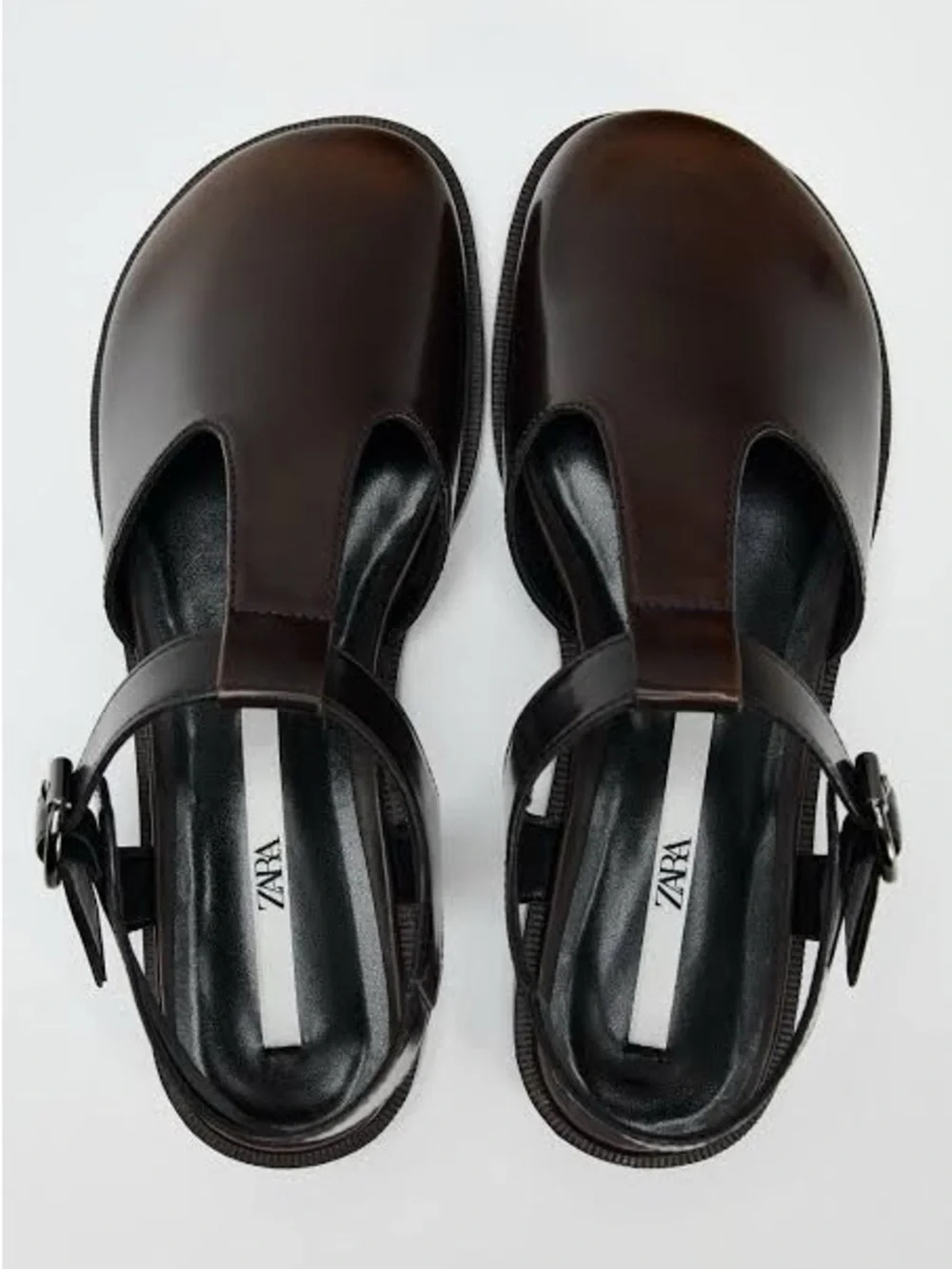 Zara Chocolate Brown Patent Mary Jane Shoes - Picture 4 of 7